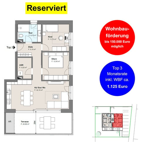 3-Zimmerwohnung mit großzügigem Balkon (Top 3)