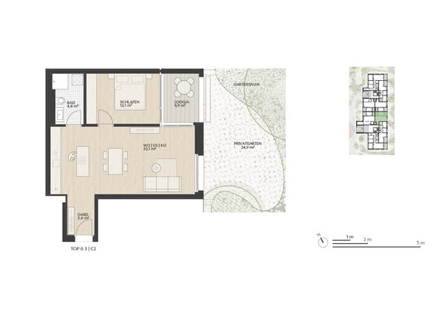 Top 0.3 C2 Haus C  |  Tolle 2-Zimmer-Garten-Whg.  |  Das Garten Quartier Dornbirn "Rohrbach 23"