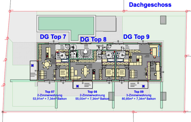 Top 8 Neubauwohnung mit Tiefgarage, Balkon und Dachterrasse