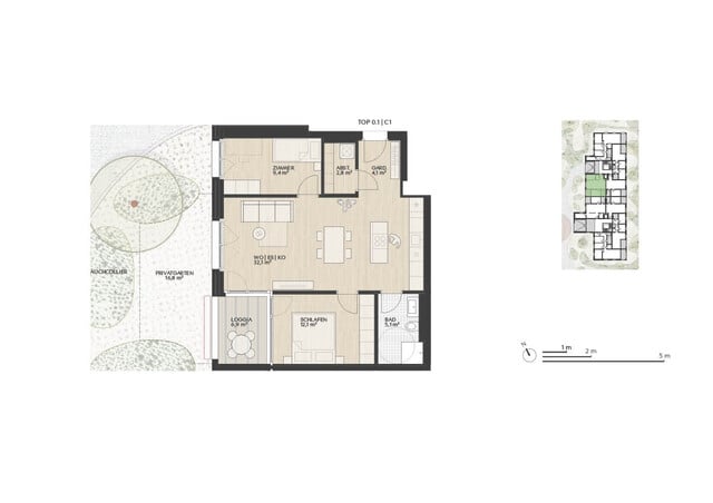 Top 0.1 C1 Haus C  |  Schöne 3-Zimmer-Garten-Whg.  |  Das Garten Quartier Dornbirn "Rohrbach 23"