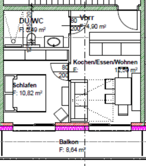 Möblierte 2 Zimmerwohnung Top 5 mit Balkon