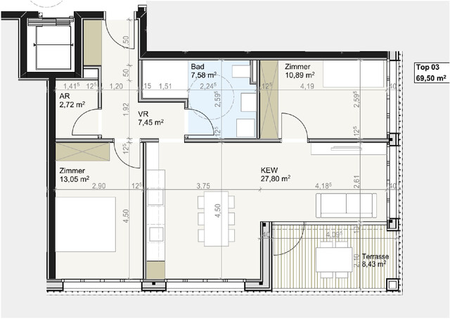 NEUBAU - 3 Zimmer Terrassenwohnung im Zentrum von Andelsbuch/Bregenzerwald