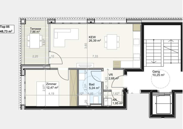 NEUBAU - 2 Zimmer Terrassenwohnung im Zentrum von Andelsbuch/Bregenzerwald