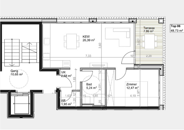 NEUBAU - 2 Zimmer Terrassenwohnung im Zentrum von Andelsbuch/Bregenzerwald