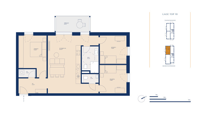 Top 19 Haus 1  |  Herrliche 4-Zimmer-Eck-Dachterrassen-Whg. Marienstraße 10 in Feldkirch-Gisingen - jetzt bezugsfertig - zu verkaufen!