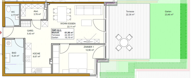 Großzügige 2-Zimmer-Wohnung in Gisingen