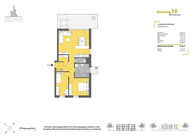 3- Zimmer Dachgeschoss Wohnung in einer Sackgasse