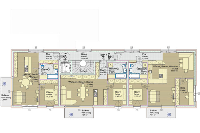 Top 3 Neubauwohnung mit Tiefgarage, Balkon, Dachterrasse und Gemeinschaftsraum