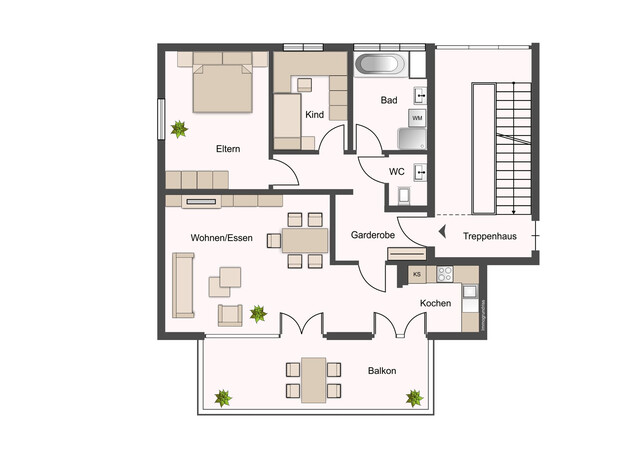 Gepflegte 3-Zimmerwohnung mit Balkon und großzügigem Dachboden