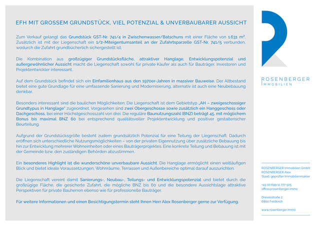 EFH MIT GROSSEM GRUNDSTÜCK, VIEL POTENZIAL & UNVERBAUBARER AUSSICHT
