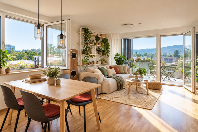 Architektonisch, naturnah & mit besonderen Extras 2-Zimmer-Topgeschosswohnung in Lustenau