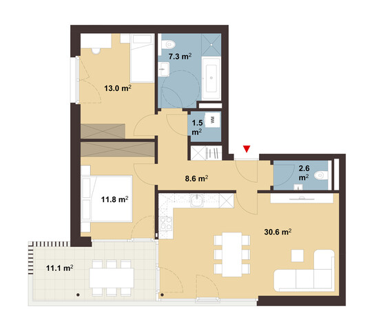 Helle 3-Zimmer-Terrassenwohnung | B05