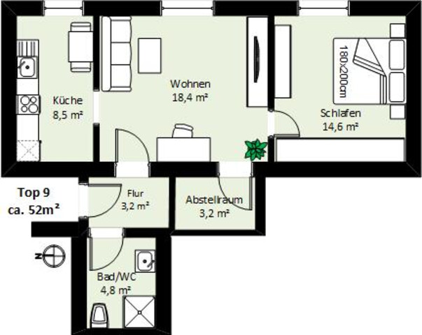 Gemütliche 2-Zimmer-Wohnung in ruhiger Lage in Meiningen