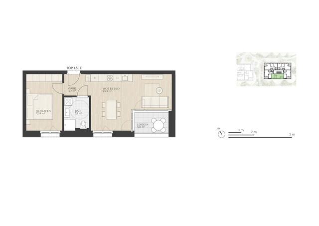 Top 1.5 F Haus F  |  IHRE feine 2-Zimmer-Terrassen-Wohnung  |  Das Gartenquartier Dornbirn "Rohrbach"