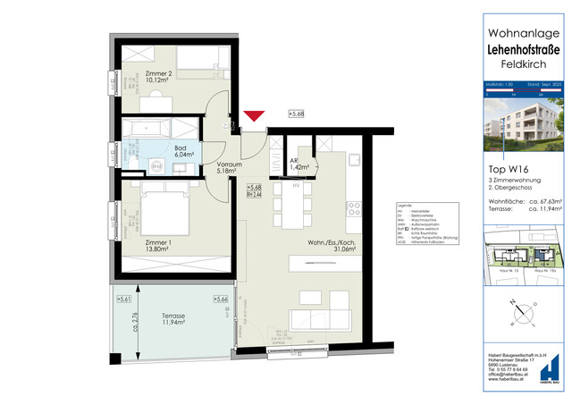 Urban und nah an der Natur wohnen.  3 Zimmer im Dachgeschoss