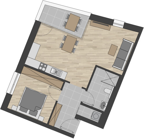 Moderne 2-Zimmer-Wohnung mit Balkon