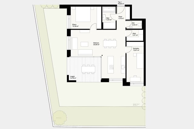 Luxuriöse 3-Zi-Gartenwohnung - Dornbirn Zentrum