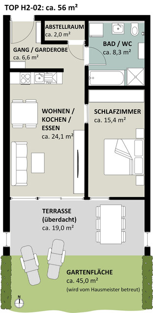 Sonnige 2-Zimmer-Gartenwohnung in Feldkirch-Gisingen