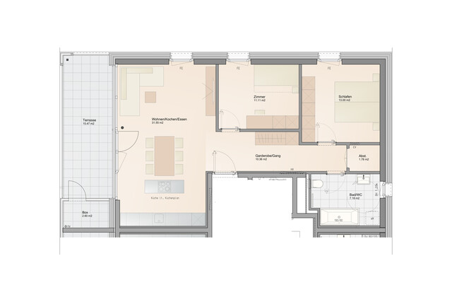 Optimal aufgeteilte 3-Zimmer Terrassenwohnung (Top B5)