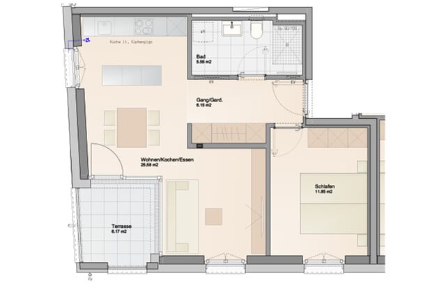 Baustart Frühjahr 2025: Optimale aufgeteilte 2-Zimmer Terrassenwohnung (Top C07)