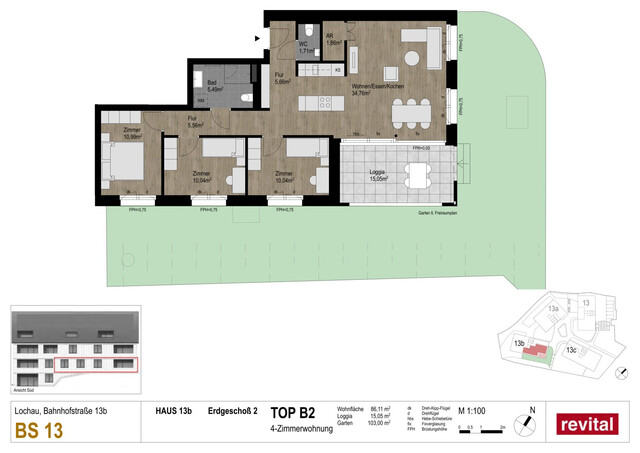 Wohnen am Funkenweg - Ruhelage im Zentrum - Seenähe! - Gartenwohnung Top B2