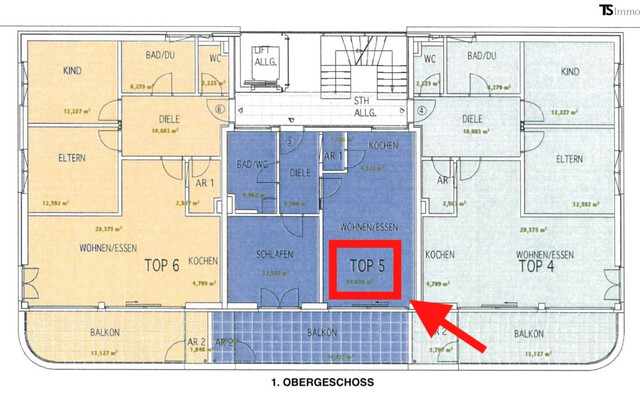 Lustenau: 2-Zimmer-Terrassenwohnung ca. 50 m2 mit Terrasse ca. 15 m2 – ruhige Lage, Lift