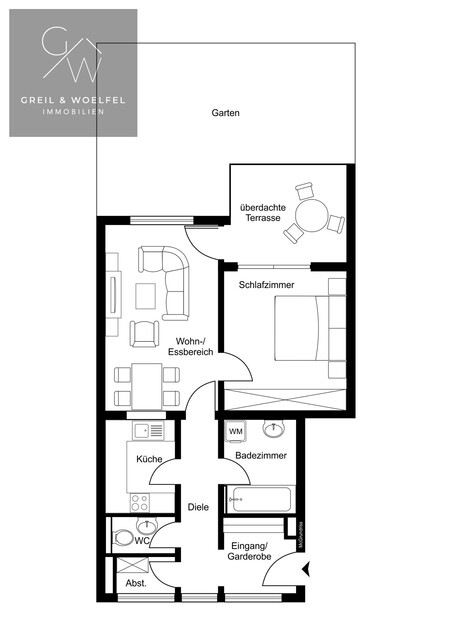 Gemütliche 2-Zimmerwohnung mit Garten zu vermieten