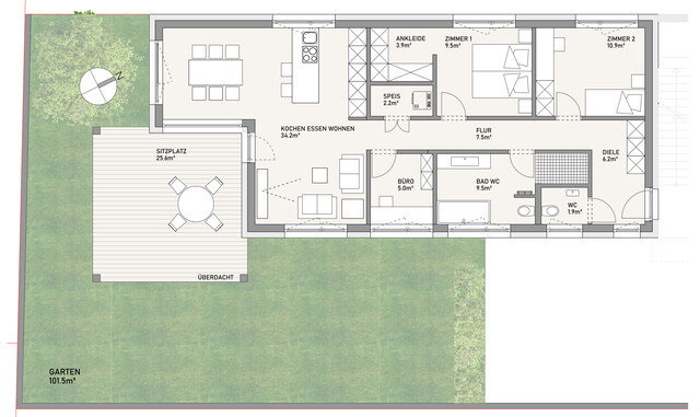 Neubau Gartenwohnung mit Terrasse, Garten, Garage & Keller - Erstbezug!