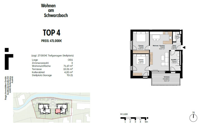 Exklusives Wohnen am Schwarzbach: NEUBAU 2027 / 2028 - 3 Zimmer Wohnung in Bludesch 