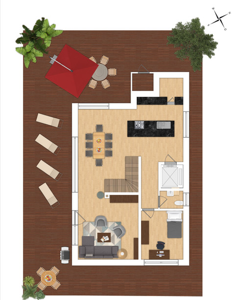 Maisonette Wohnung mit riesiger Dachterrasse