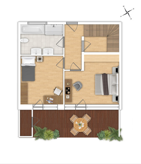 Maisonette Wohnung mit riesiger Dachterrasse