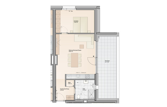 Jetzt mit Preisvorteil: 2-Zimmer Wohnung mit Terrasse unweit vom Seeufer (Top A02)
