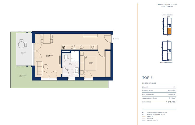 Top 05 Haus 2 |  IHRE wunderschöne 2-Zimmer-Terrassen-Wohnung mit Privatgarten in der Marienstraße 10 in Feldkirch-Gisingen - zu verkaufen