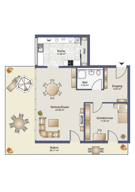 Ruhige 2-Zimmer-Wohnung mit grossem Balkon in Hard