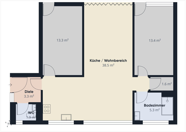 Sanierte 3-Zimmer-Eckwohnung mit westseitiger Terrasse – Ruhelage mit bester Infrastruktur