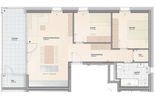 Optimal aufgeteilte 3-Zimmer Terrassenwohnung (Top B5)