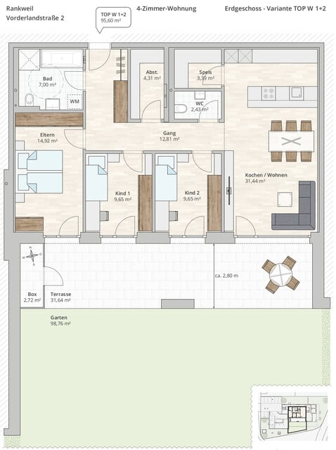 4-Zi-Gartenwohnung VARIANTE TOP 1-2 in Rankweil, Vorderlandstraße 2