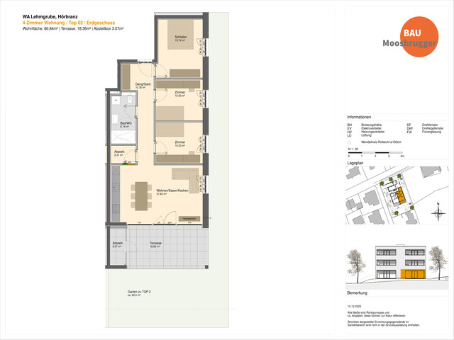 Bezugsbereit Ende April: 4-Zimmer-Gartenwohnung mit Terrasse und 63 m² Garten in Hörbranz | Top 2