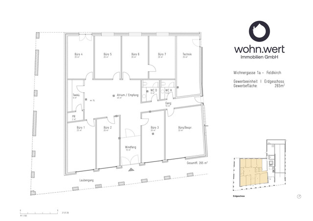 Gewerbefläche (Einzelhandel, Büro, Praxis) mit 277 m² mitten in Feldkirch - Erstbezug!