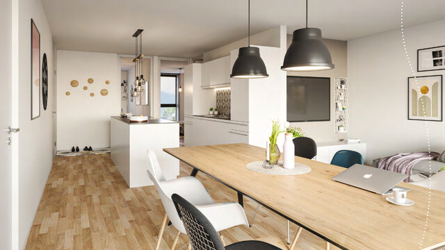 Neuwertige, sehr schöne 3-Zi.-Terrassen-Eckwohnung im 1. OG mit wunderbarem Ausblick und Abendsonne in Hohenems