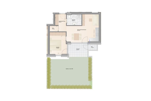 Hohe Wohnbauförderung: 2-Zimmer Gartenwohnung (Top A2)