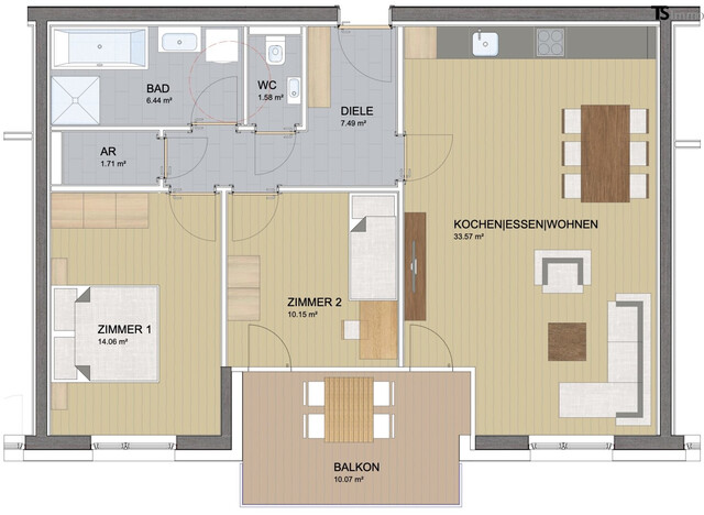 Dornbirn: Erstbezug 3-Zimmer-Dachgeschoss-Wohnung ca. 75 m2 "Top 16" mit Terrasse ca. 10 m2