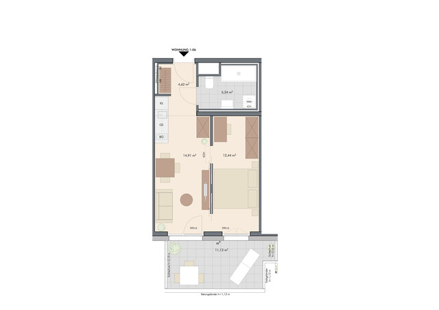 Anlegerhit: Effizient geplante 2-Zimmer-Wohnung mit Balkon