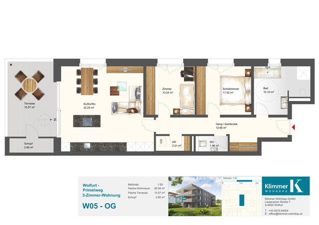 Entspannt wohnen, modern leben. 3-Zimmer-Terrassenwohnung W05