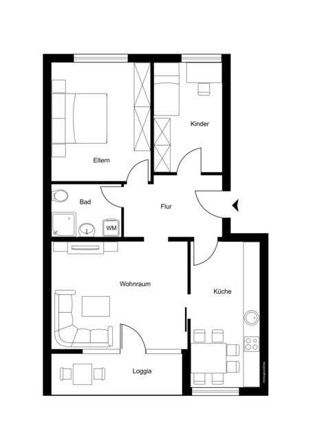 Lichtdurchflutete 3-Zimmer-Wohnung mit Balkon und schöner Aussicht