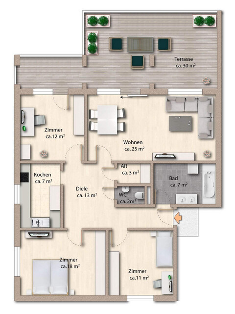 4-Zimmer Wohnung mit großzügiger Dachterrasse in Top-Lage von Feldkirch
