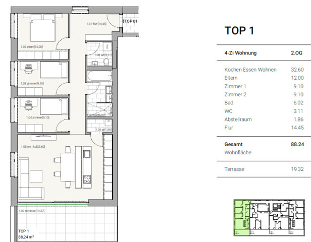  Edle 4-Zi-Wohnung mit südwestseitiger Terrasse in Schlins     "ERSTBEZUG"