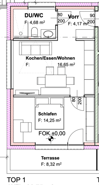 Möblierte 2 Zimmerwohnung Top 1 mit Garten