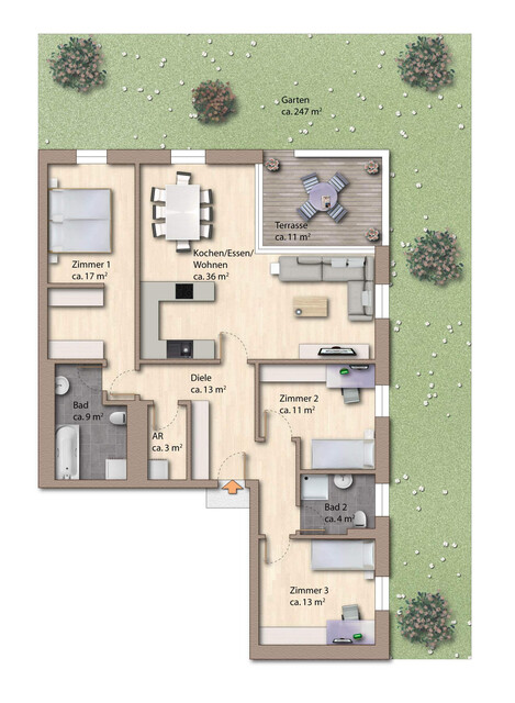 Naturnahes Wohnen im Herzen von Feldkirch: Sonnige 4-Zimmer-Gartenwohnung