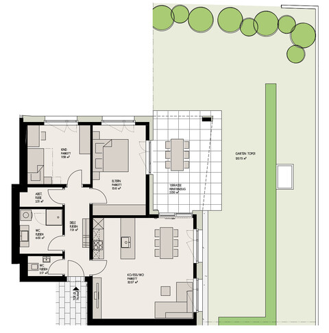 Neuwertige, hochklassige Gartenwohnung im Zentrum von Rankweil in ruhiger Wohnanlage